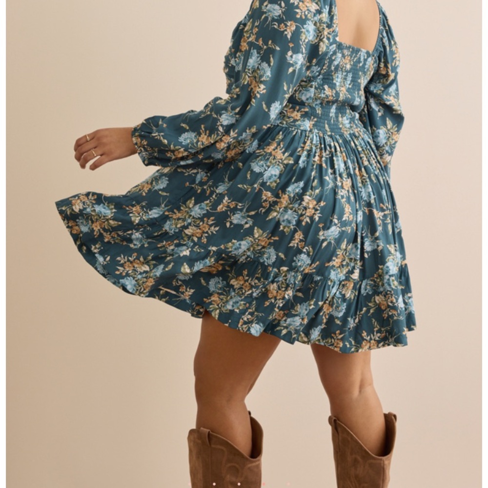 Arula Floral Gracie❤️ Mini Dress NWT Teal Baby Blue BEAUTIFUL 3X - Picture 2 of 7